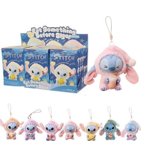 Miniso Top Toy Disney Stich Eating Something Before Sleep Plush key chain