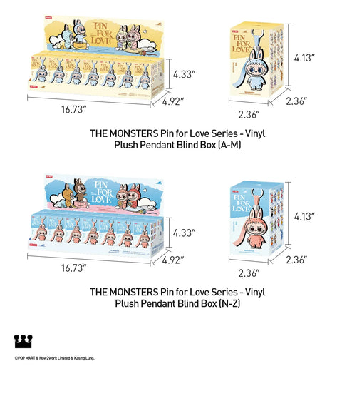 Pop Mart Labubu The Monsters Pin for Love Series Vinyl Plush Pendant (N-Z) לבובו אותיות