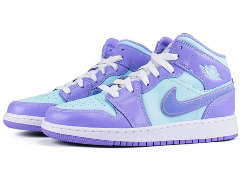 Nike Air Jordan 1 Mid Purple Aqua GS - ALPHET