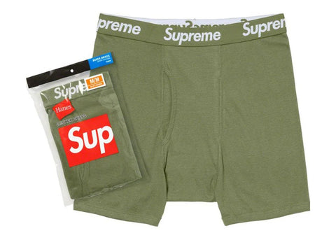 Supreme Hanes Boxer Briefs (2 Pack) Olive - ALPHET