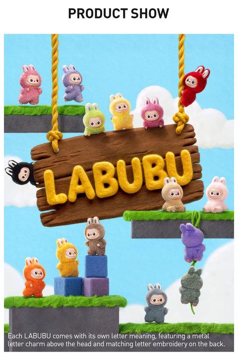 Pop Mart Labubu The Monsters Pin for Love Series Vinyl Plush Pendant (A-M) לבובו אותיות